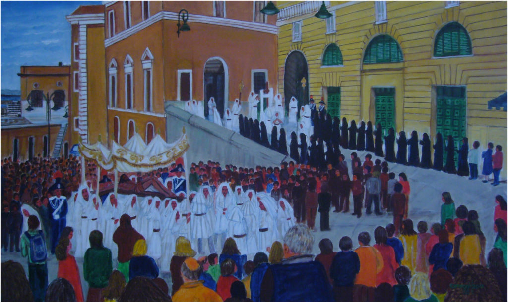 8. Processione del Venerdì Santo, acrilico su tela 100x60h cm, 2017