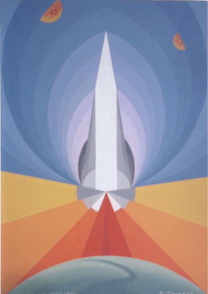 'Astronave Iride', acrilico su tela, cm 50x70, 2004 € 3.200